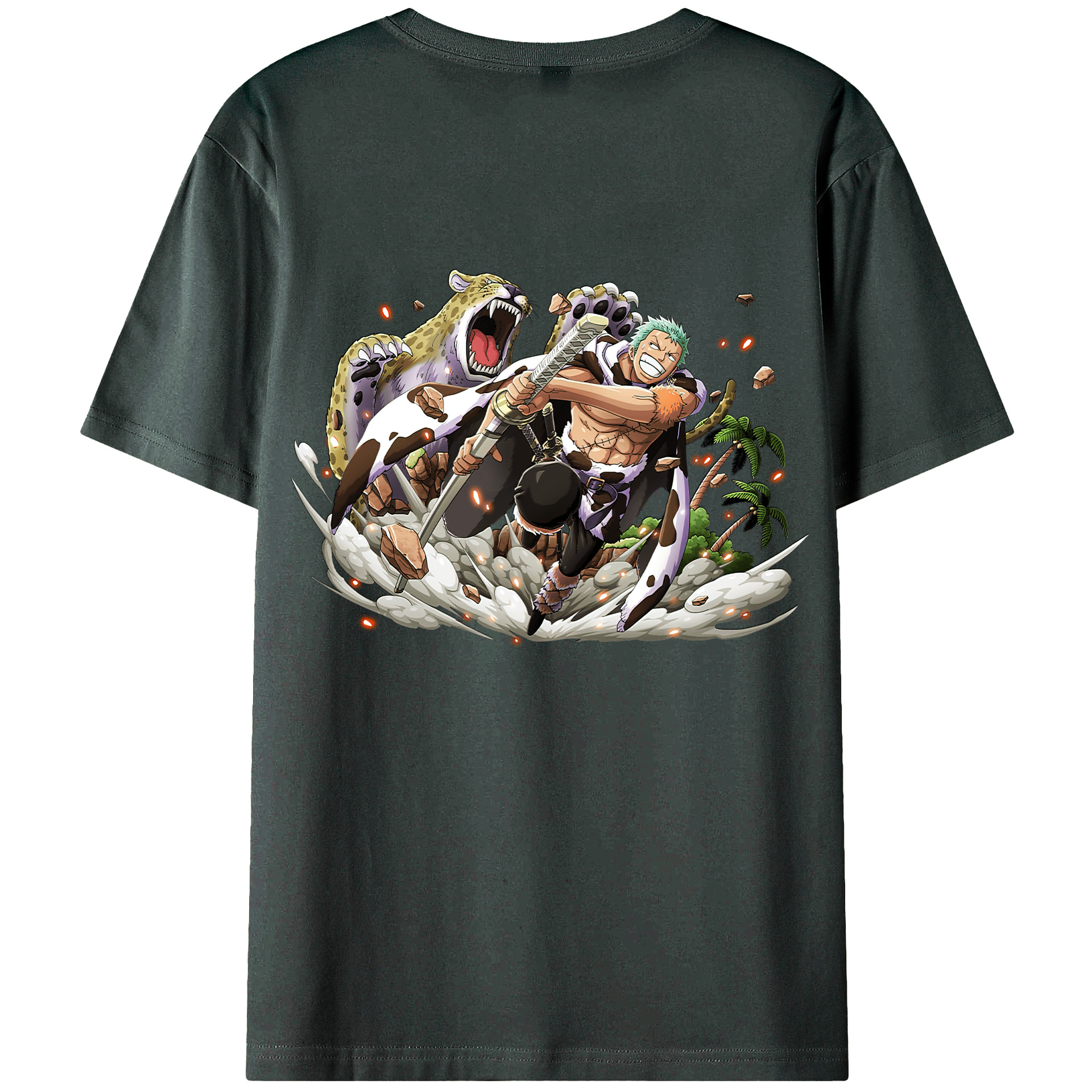 ワンピース ロロノア・ゾロ ONE PIECE Roronoa Zoro 綿100％ メンズ半袖Tシャツ（バックプリント） 通気性